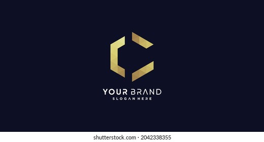 Golden C letter logo with creative concept Premium Vector part 2