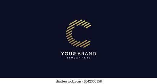 Golden C letter logo with creative concept Premium Vector part 7