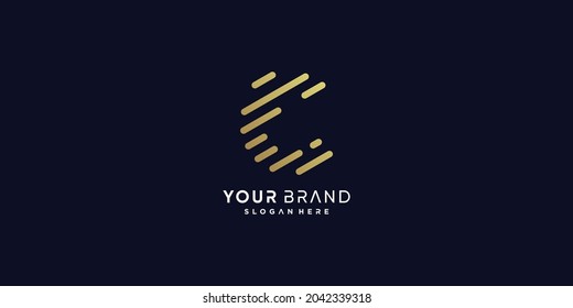 Golden C letter logo with creative concept Premium Vector part 4