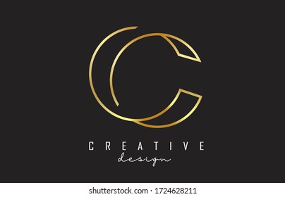 Golden C Letter Logo with Monogram and luxury design. Graphic golden C icon. Creative C Vector Illustration.
