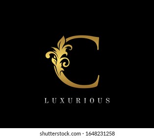 Golden C Luxury Logo Icon, Elegant C Letter Logo Design.