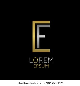 Golden C and silver F letters logo template for your business company