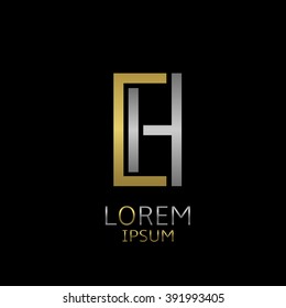 Golden C and silver H letters logo template for your business company