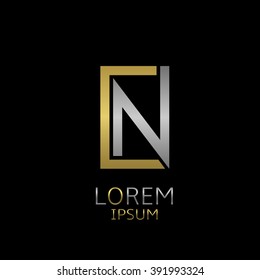 Golden C and silver N letters logo template for your business company