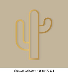 golden cactus icon- vector illustration