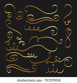 golden calligraphic flourishes decorative ornament design element swirl
