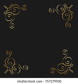 golden calligraphic flourishes decorative ornament design element swirl