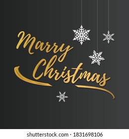 Golden calligraphic inscription "Merry Christmas" on a graphite background. The image is complemented by white snowflakes.