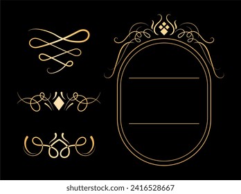 Golden calligraphic ornament set collection