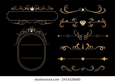 Golden calligraphic ornament set collection