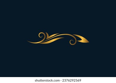 Golden calligraphic ornamental element editable background vector image