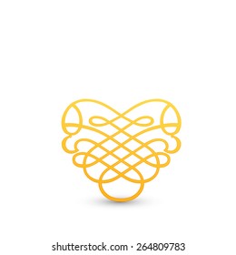 Golden calligraphic vector design element.