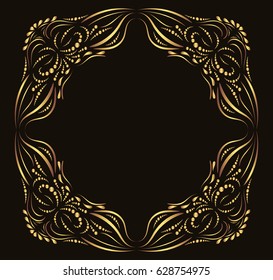 Golden calligraphic vector frame for invitations, menus and luxury labels