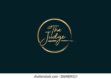 Golden Calligraphy 99 name of Allah. phrase The all judge. isolated circle brush.