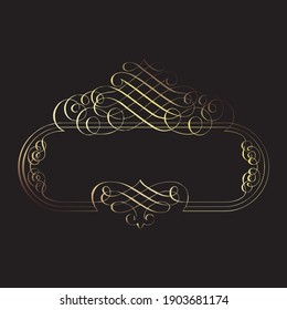 Der goldene Kalligraphierahmen ist oval in Form, mit einigen zusätzlichen Formen oben