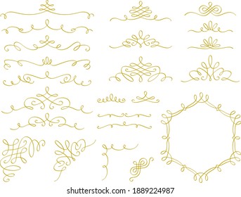 Golden calligraphy line decoration set