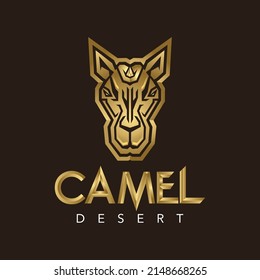 Golden Camel Head Logo Vector Illustration fit but a company