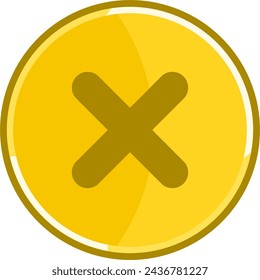Golden cancel icon. Golden error icon.