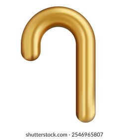 Ilustração de cana de doce dourado. Um design minimalista com um acabamento em ouro suave e metálico, perfeito para decorações natalinas e de férias ou projetos com temas festivos.