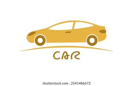 Golden car image. Autocar icon.
Vector illustration.