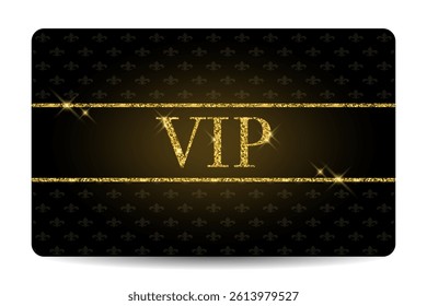 Golden card with glitter effect and vintage background. For business and organizations, premium customer service. Vector image.