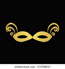 Golden carnival mask on the Jewish holiday of Purim Vector illustration