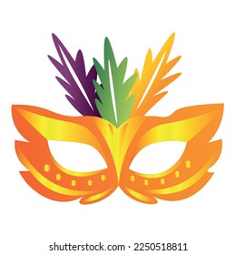 Golden carnival mask on white background
