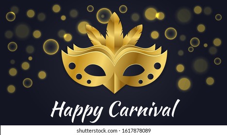 golden Carnival on dark and shiny background with place for your headline - vector illustration, perfect for banner