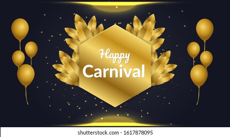 golden Carnival on dark and shiny background with place for your headline - vector illustration, perfect for banner