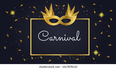 golden Carnival on dark and shiny background with place for your headline - vector illustration, perfect for banner