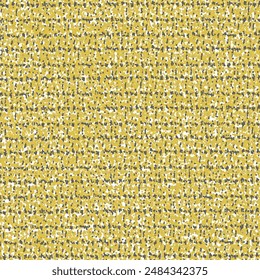 Golden carpet with broken stripes and black and white flecks. Wool or jute rug texture. Rough knit. Abstract vector seamless.