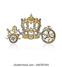 Golden carriage, sketch for your design. Vector illustration