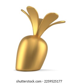 Razones doradas cultivo Semana Santa decoración minimalista metálica diseño Icono 3d ilustración vectorial realista. Raíz de planta comestible de temporada premium brillante con hojas elemento decorativo festivo de vacaciones
