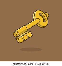 golden cartoon key illustration .vector for sticker or logo