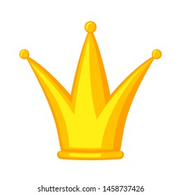 Golden cartoon party crown. Fantasy party props. Birthday themed vector illustration for icon, stamp, label, certificate, brochure, gift card, poster, coupon or banner decoration