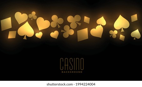 golden casino background with card suit symbols