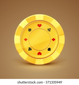 Golden casino chip. Game Money. Award Icon. Vector illustration.