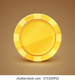 Golden casino chip. Game Money. Award Icon. Vector illustration.