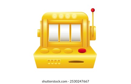 Golden casino slot machine with empty slots. Lucky machine for gambling with gradient.