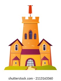 Golden castle - flat design style object on white background