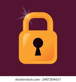 Golden castle vector icon. Locked in the back, without a key. The concept of privacy, secrets, high security. VIP status. EPS10
