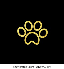 golden cat footprints logo with black background