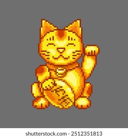 Goldene Glückskatze, Pixel Art Creature