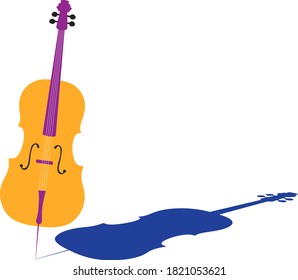 Golden cello isolated on white background with shadow