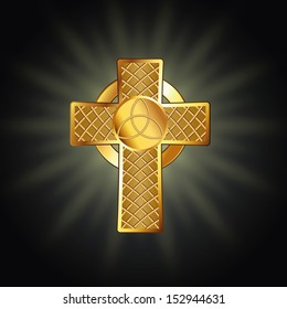 Golden celtic cross. Vector illustration
