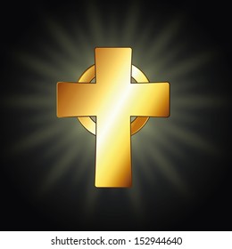 Golden celtic cross. Vector illustration