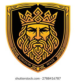 Golden Celtic king face on shield