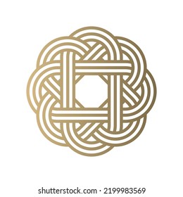 Golden celtic knot symbol. Vector illustration