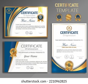 Golden certificate award template for multipurpose use