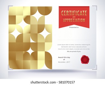 Golden certificate template design. Luxury certificate background. vector illustration.